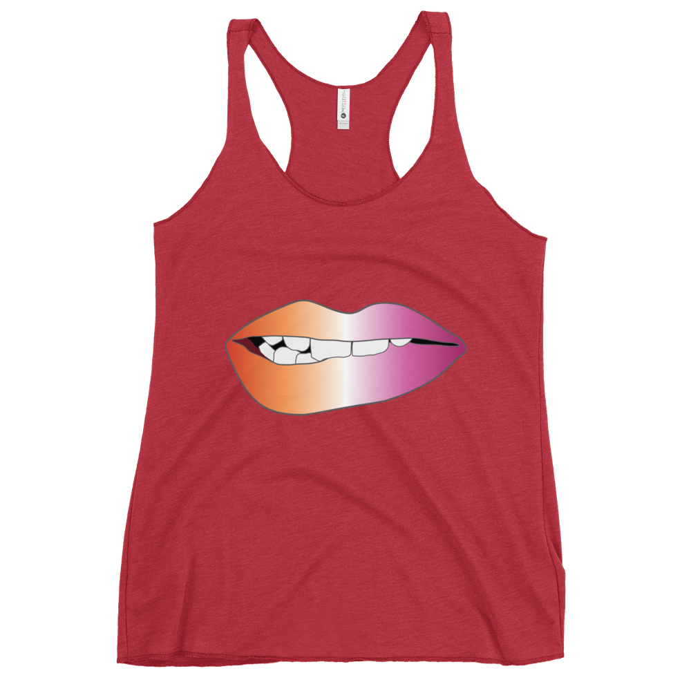 Biting Lips - Lesbian Pride - Gradient Women's Racerback Tank