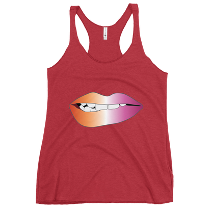 Biting Lips - Lesbian Pride - Gradient Women's Racerback Tank