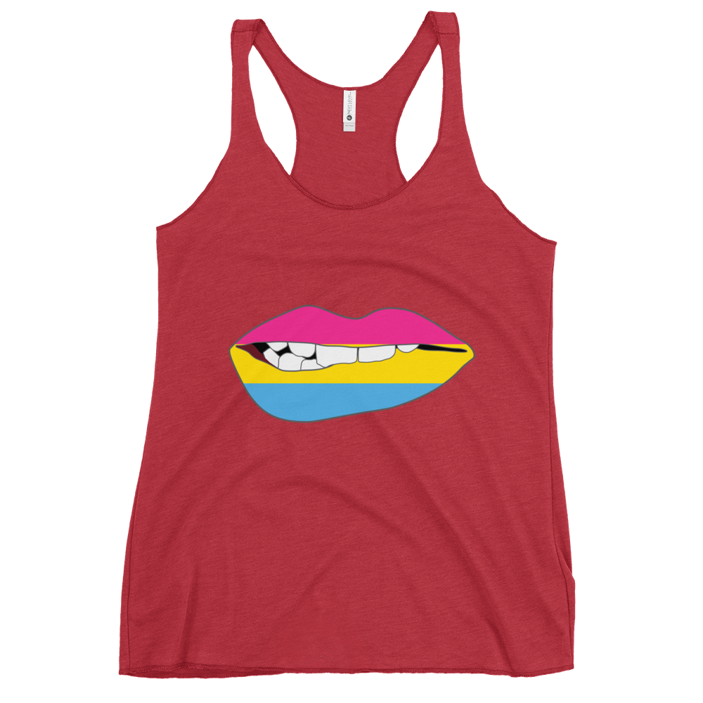 Biting Lips - Pansexual Flag Women's Racerback Tank