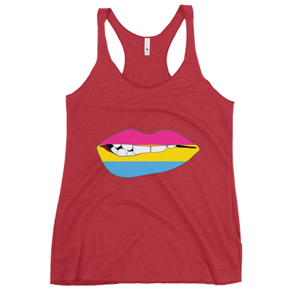 Biting Lips - Pansexual Flag Women's Racerback Tank