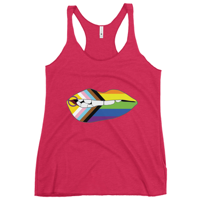 Biting Lips - Progress Pride Flag Women's Racerback Tank