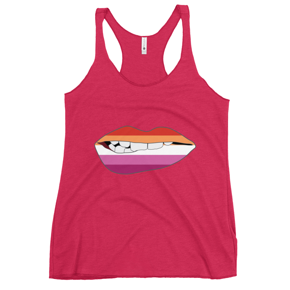 Biting Lips - Lesbian Flag Women's Racerback Tank