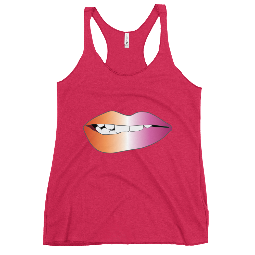 Biting Lips - Lesbian Pride - Gradient Women's Racerback Tank