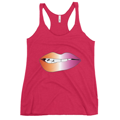 Biting Lips - Lesbian Pride - Gradient Women's Racerback Tank