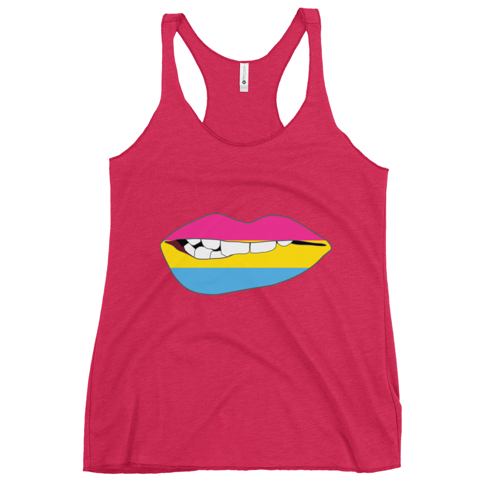 Biting Lips - Pansexual Flag Women's Racerback Tank