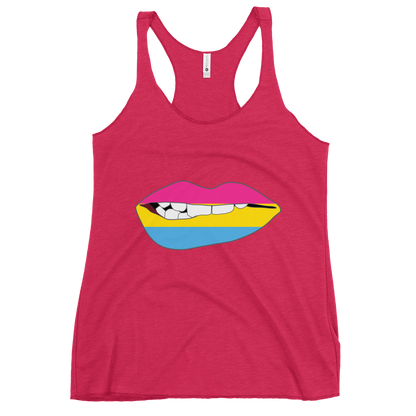 Biting Lips - Pansexual Flag Women's Racerback Tank