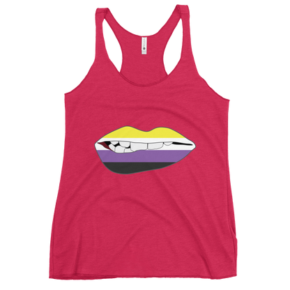 Biting Lips - Non-binary Flag Women's Racerback Tank