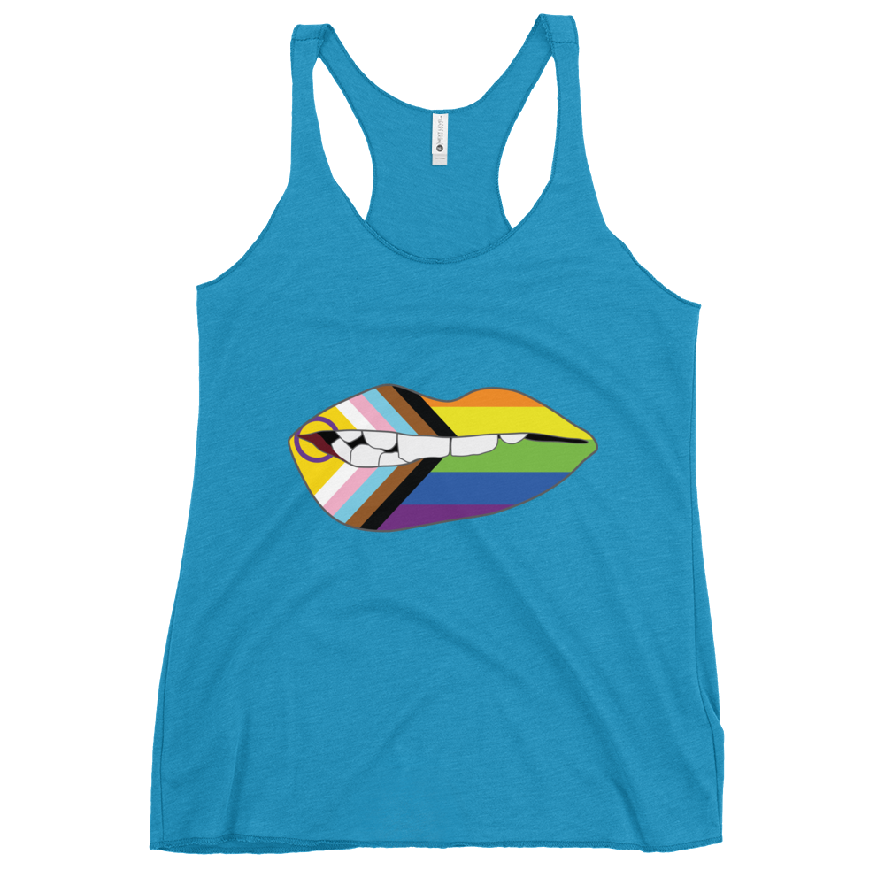 Biting Lips - Progress Pride Flag Women's Racerback Tank