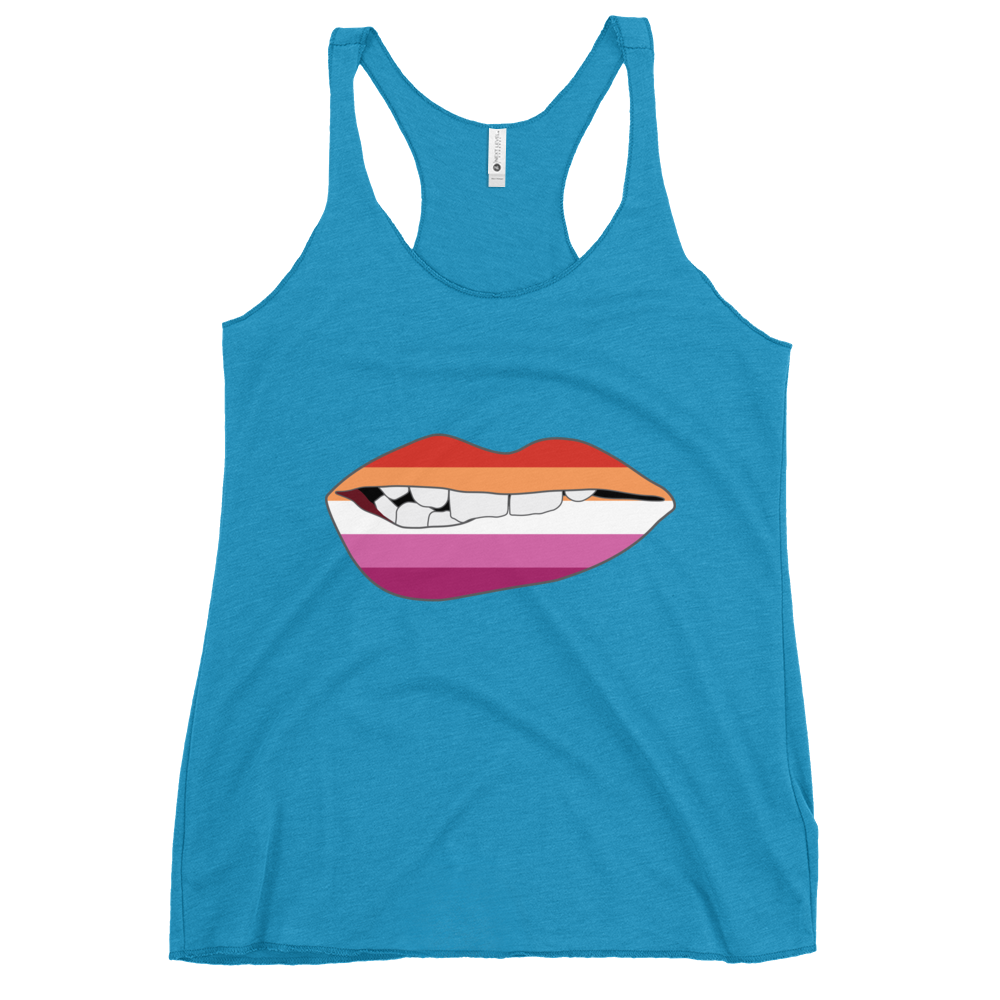 Biting Lips - Lesbian Flag Women's Racerback Tank