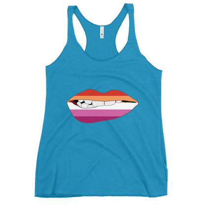 Biting Lips - Lesbian Flag Women's Racerback Tank