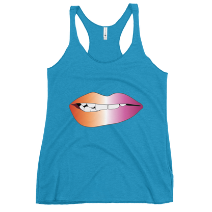 Biting Lips - Lesbian Pride - Gradient Women's Racerback Tank