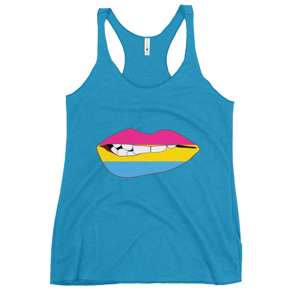 Biting Lips - Pansexual Flag Women's Racerback Tank