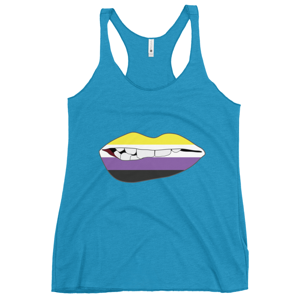 Biting Lips - Non-binary Flag Women's Racerback Tank