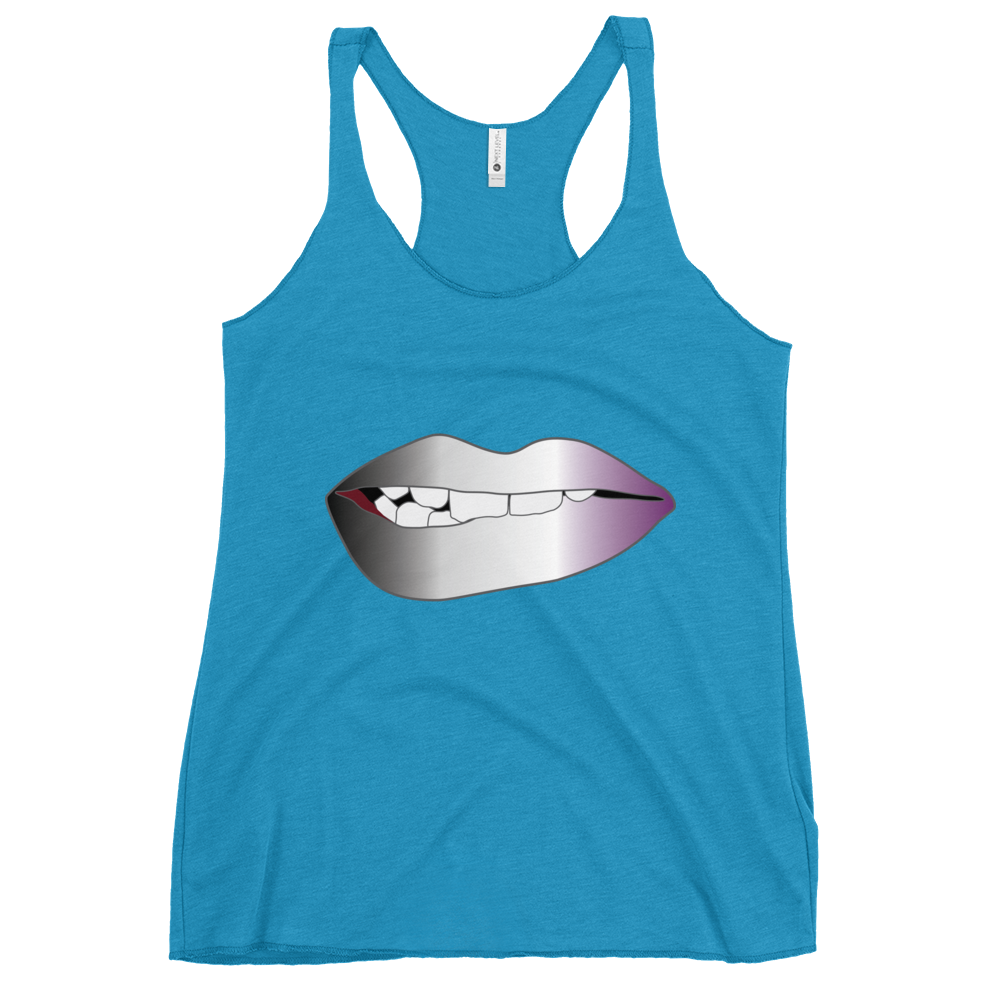 Biting Lips - Asexual/Demisexual Pride - Gradient Women's Racerback Tank