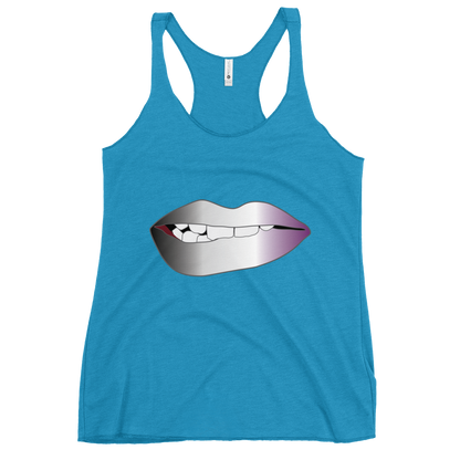 Biting Lips - Asexual/Demisexual Pride - Gradient Women's Racerback Tank